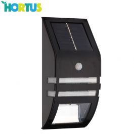 Solcellslampa med sensor till väggmontering svart HORTUS