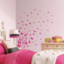 Väggdekor Pink Flutter Butterflies RoomMates