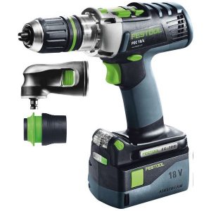 Festool PDC 18/4 Li 5,2-Set QUADRIVE Slagskruvdragare med 5,2Ah batterier, SCA 8-laddare och vinkeltillsats