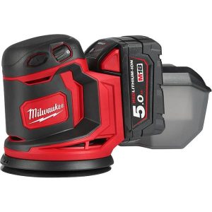 Milwaukee M18 BOS125-502B Excenterslipmaskin med 5,0Ah batterier och laddare