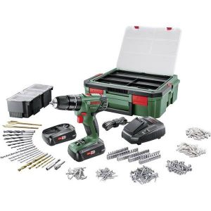 Bosch DIY PSR 1800 LI-2 + SystemBox Borrskruvdragare med tillbehörssats, batterier & laddare