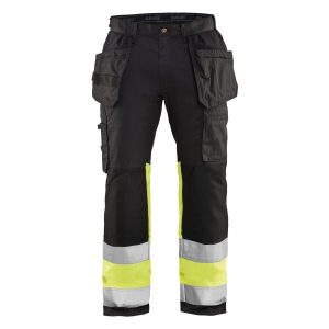Blåkläder 155818119933D124 Varselbyxa med stretch, svart/varselgul Stl D124