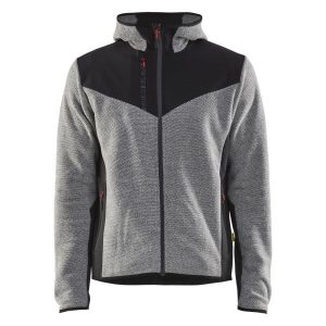 Blåkläder 594025369099XXL Jacka stickad, med softshell, gråmelerad/svart Stl S