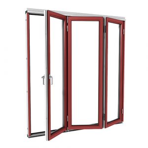 Vikbar dörr för uterum Aluminium Isomax Vik - Vikdörr Aluminium Vinröd, 248 cm - 3 luckor, Höger