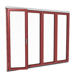 Vikbar dörr för uterum Aluminium Isomax Vik - Vikdörr Aluminium Vinröd, 268 cm - 4 luckor, Höger