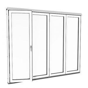 Vikbar dörr för uterum Aluminium Isomax Vik - Vikdörr Aluminium Vit, 268 cm - 4 luckor, Höger