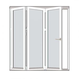 Vikbar dörr för uterum i trä Isomax Vik - Vikdörr Trä 248 cm - 3 luckor, Vänster