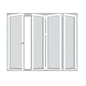 Vikbar dörr för uterum i trä Isomax Vik - Vikdörr Trä 308 cm - 4 luckor, Höger