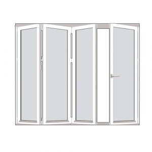 Vikbar dörr för uterum i trä Isomax Vik - Vikdörr Trä 328 cm - 4 luckor, Vänster