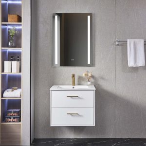 Badrumspaket - Kommod och LED-spegel - Vit