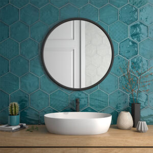 Dekor Hexagon Mix Klinker Colorain Turkos Blank 20x23 cm