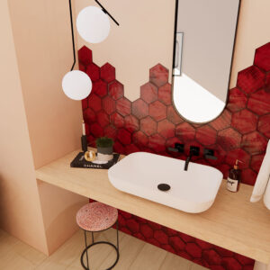 Hexagon Klinker Colorain Röd Blank 20x23 cm