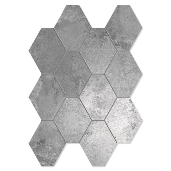 Unicomstarker Hexagon Klinker Oxid Silver Matt 25x34 cm