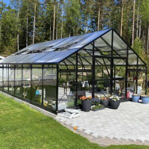 Extra brett premium glasväxthus 21m² | Stormgaranti och säkerhetsglas